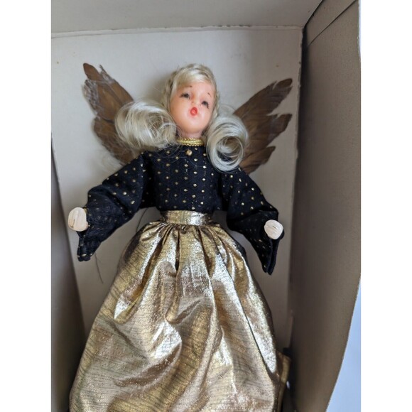 Other - Antique German Wax Angel Tree Topper Christmas Blue Gold Vtg w/Box